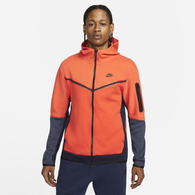 Shop Nike Sportswear Tech Fleece Men's Full-zip Hoodie In Orange,team Orange,black
