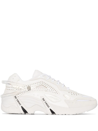 Shop Raf Simons Cylon-21 Leather Sneakers In Weiss