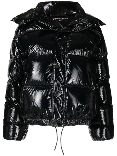 Shop Perfect Moment High-shine Quilted Ski Jacket In Schwarz