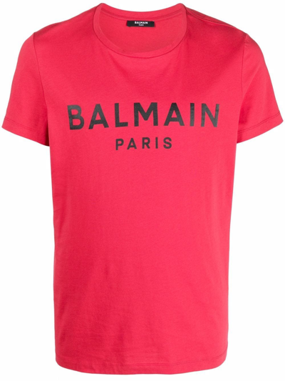 Shop Balmain Logo-print T-shirt In Rosa