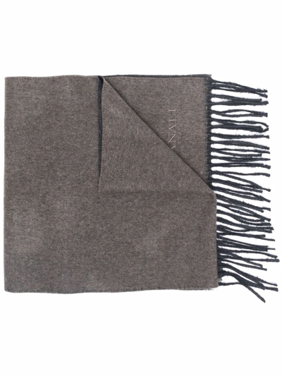 Shop Canali Fringe-trimmed Knitted Scarf In Nude