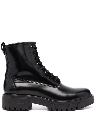 Shop Hugo Ankle Leather Boots In Schwarz