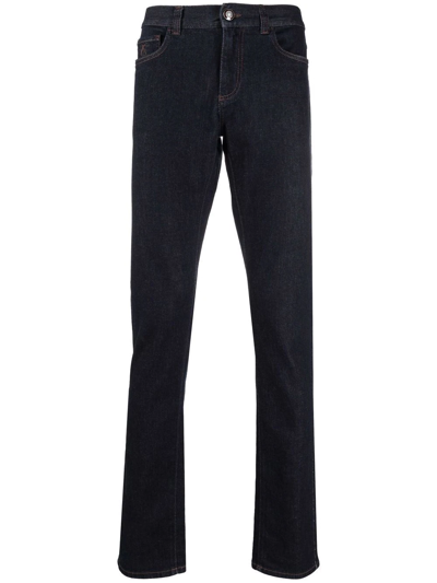 Canali Pressed-crease Trousers In Blau