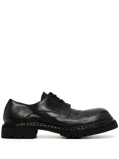 Shop Guidi Leather Derby Shoes In Schwarz