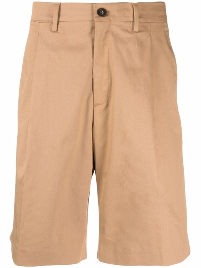Shop Golden Goose Pressed-crease Cotton Chino Shorts In Nude