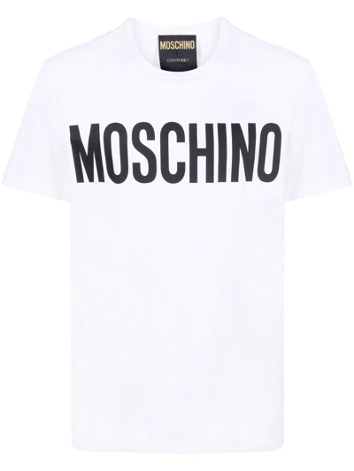 Shop Moschino Logo-print Organic Cotton T-shirt In Weiss
