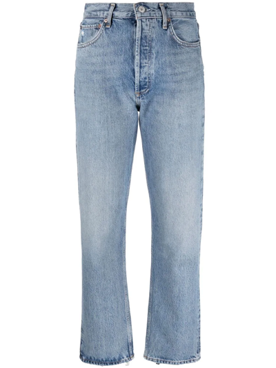 Shop Agolde 90s Pinch Waist Straight-leg Jeans In Blau