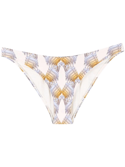 Shop Tory Burch Abstract-print Bikini Briefs In Nude