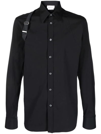 Shop Alexander Mcqueen Long-sleeve Harness-detail Shirt In Schwarz