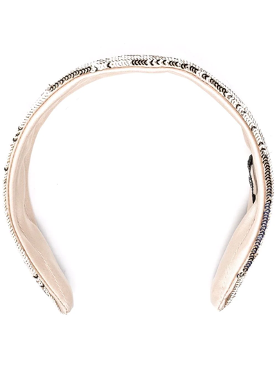 Miu Miu Sequin-embellished Wide Headband In Gold