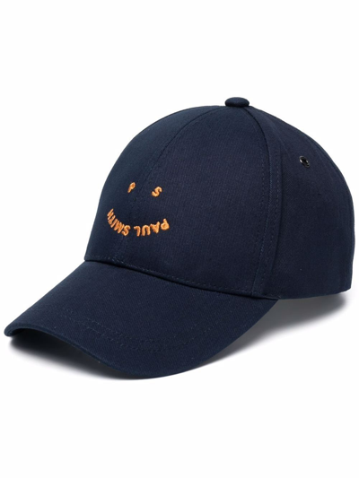 Shop Ps By Paul Smith Ps Embroidered-logo Cap In Blau