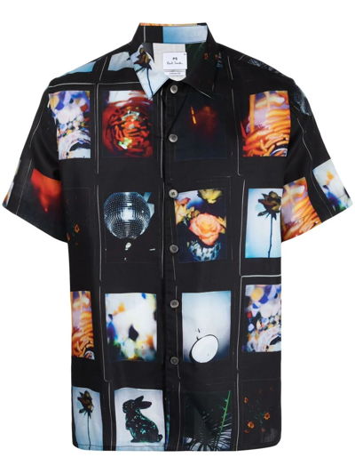 Shop Ps By Paul Smith Photographic-print Short-sleeve Shirt In Schwarz