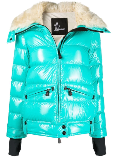 Moncler Grenoble Arabba Shearling-collar Puffer Jacket In Pale Blue |  ModeSens