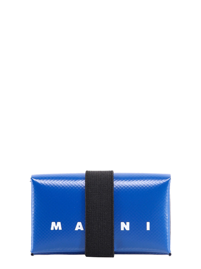 Shop Marni Origami Logo Print Wallet In Blue