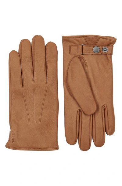 Shop Hestra Eldner Elk Leather Gloves In Cork