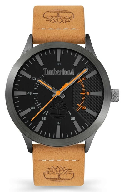 Timberland Scusset Collection Leather Strap 3 Hand Movement Watch In Wheat  | ModeSens