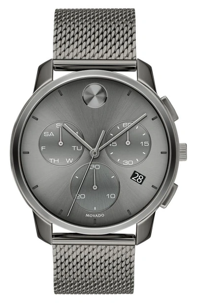 Shop Movado Bold Chronograph Mesh Strap Watch, 42mm In Gunmetal