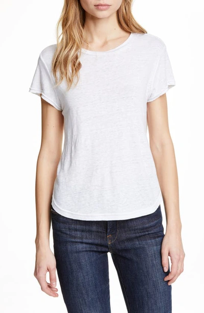 Shop Frame Classic Crew Linen Tee In Blanc