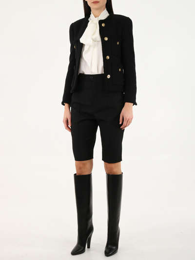 Shop Saint Laurent Tweed Black Jacket