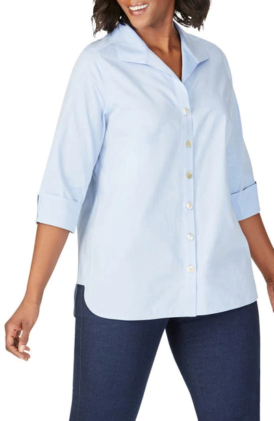 Shop Foxcroft Pandora Non-iron Tunic Shirt In Blue Wave