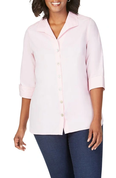Shop Foxcroft Pandora Non-iron Tunic Shirt In Chambray Pink