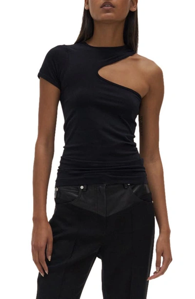 Shop Helmut Lang Cutout Short Sleeve Top In Black
