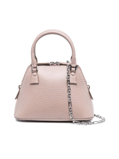 Shop Maison Margiela Small Leather Tote Bag In Nude & Neutrals
