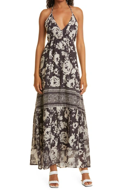 Shop Ba&sh Downtown Floral Mixed Print Cotton Maxi Dress In Carbone