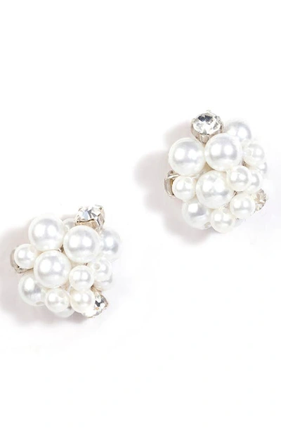 Shop Deepa Gurnani Shefali Imitation Pearl Earrings In Ivory