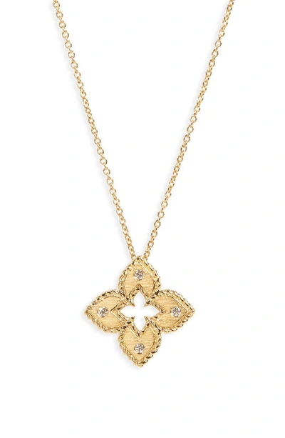 Shop Roberto Coin Venetian Princess Diamond Pendant Necklace In Yellow Gold