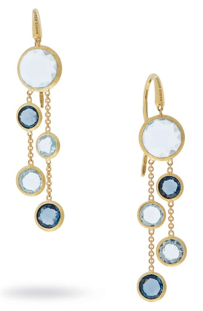 Shop Marco Bicego Mixed Stone 2-strand Earrings In Yellow Gold/ Blue Topaz