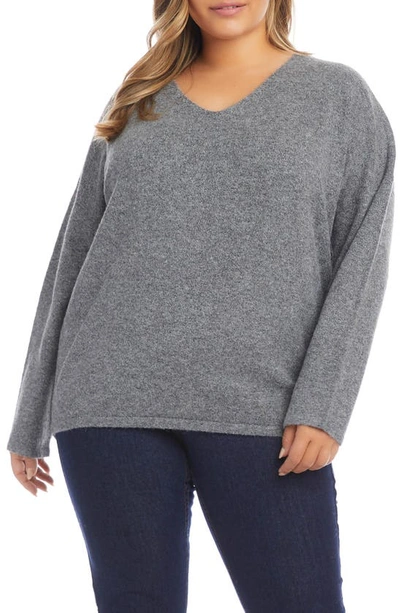 Shop Karen Kane V-neck Sweater In Dark Gray