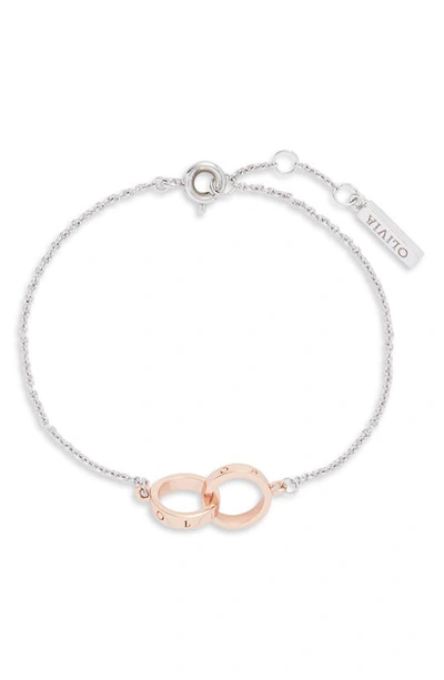 Shop Olivia Burton The Classics Double Ring Chain Bracelet In Two Tone/ Silver/ Rose Gold