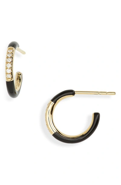 Shop Ippolita Stardust Carnevale Diamond Huggie Hoop Earrings In Black