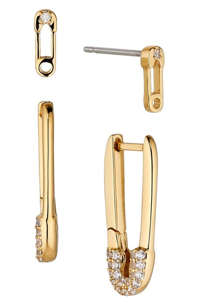 Shop Ajoa Safety Pin Earrings In Gold