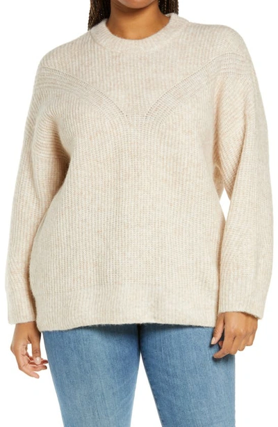 Shop Madewell Belfiore Rib Pullover Sweater In Heather Chalk
