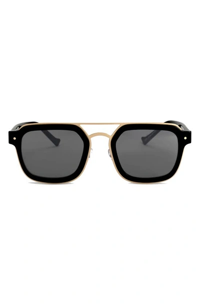 Shop Grey Ant Notizia 51mm Rectangle Sunglasses In Black/ Silver