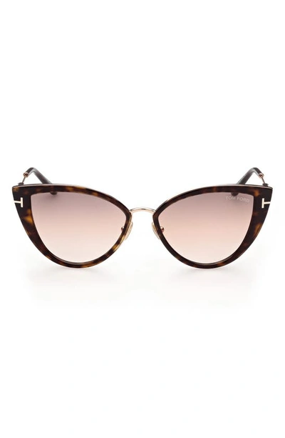 Shop Tom Ford Anjelica-02 57mm Cat Eye Sunglasses In Dhav/ Brng