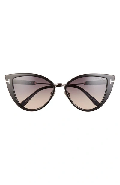 Shop Tom Ford Anjelica-02 57mm Cat Eye Sunglasses In Sblk/ Smkg