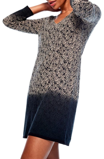 Shop Nic + Zoe Vital Print Long Sleeve Sweater Dress In Neutral Multi