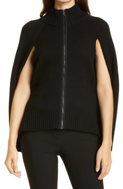 Shop Kobi Halperin Felicia Split Sleeve Zip-up Merino Wool Sweater In Black