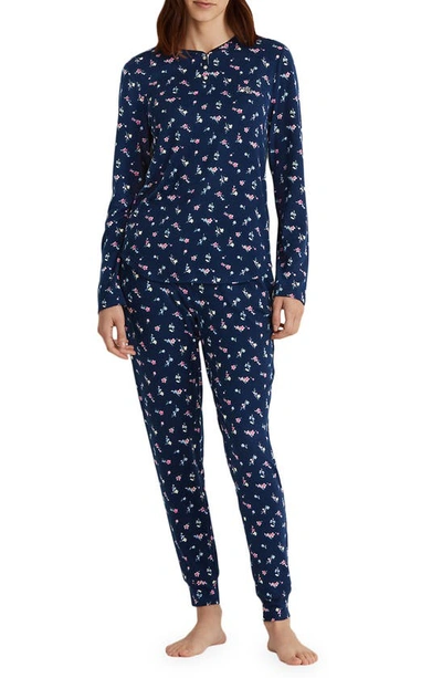 Shop Lauren Ralph Lauren Print Pajamas In Navy/ Prt
