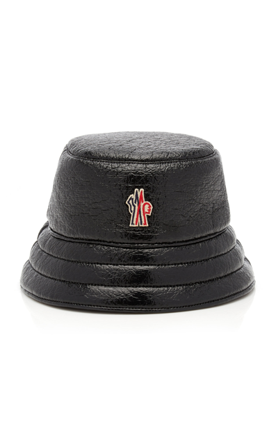 Shop Moncler Women's Fleece-lined Vinyl Bucket Hat In Black