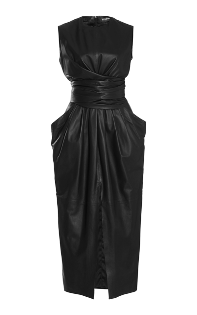 Shop Altuzarra Women's Tippi Gathered Leather Dress In Black