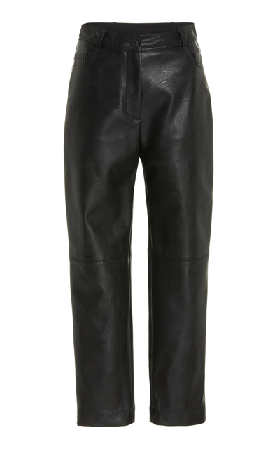 Shop Stella Mccartney Women's High-rise Faux Leather Straight-leg Pants In Black