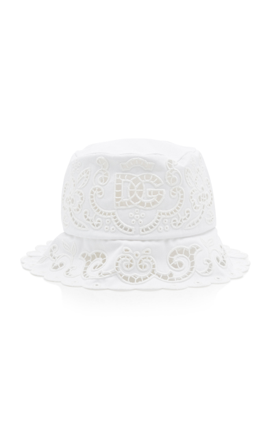 Shop Dolce & Gabbana Women's Cotton Broderie Anglaise Bucket Hat In White