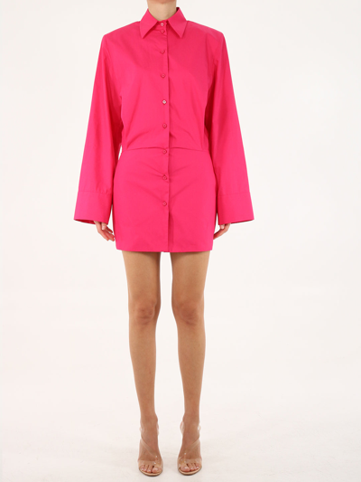 Shop Attico Margot Bouganville Mini Dress In Fuxia