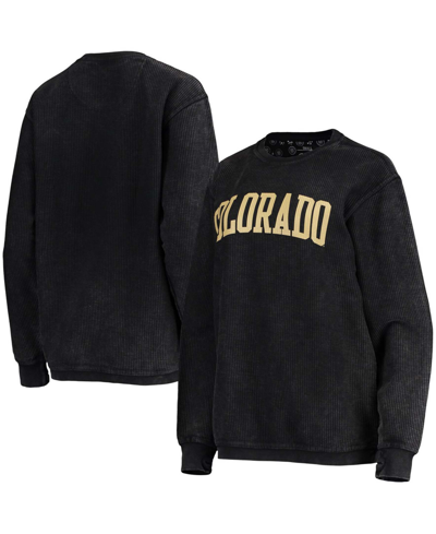 Shop Pressbox Women's Black Colorado Buffaloes Comfy Cord Vintage-like Wash Basic Arch Pullover Sweatshirt