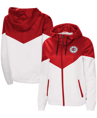 Shop G-iii 4her By Carl Banks Women's Red, White La Clippers Shortstop Dewspo Water-repellent Full-zip Jacket In Red/white