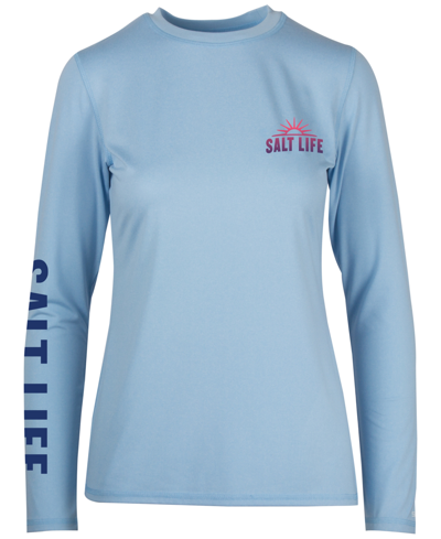 Shop Salt Life Women's Sunrise Palms T-shirt In Airy Blue